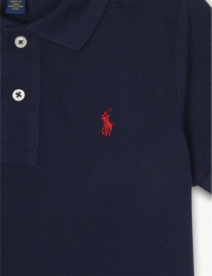 Shop Ralph Lauren Boys French Navy Kids Logo-embroidered Cotton Polo Shirt 2-14 Years In Nero
