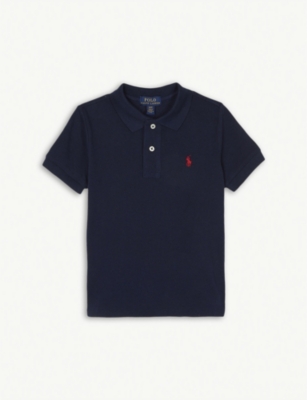 Ralph Lauren Boys French Navy Kids Logo-embroidered Cotton Polo Shirt 2-14 Years In Nero