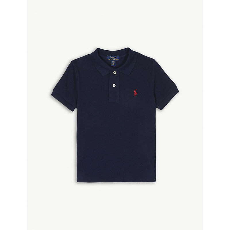 Ralph Lauren Boys French Navy Kids Logo-embroidered Cotton Polo Shirt 2-14 Years In Nero