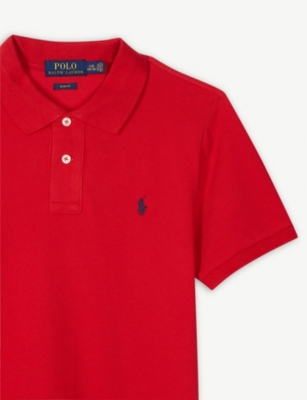 Shop Ralph Lauren Boys Red Kids Logo Cotton-jersey Polo Shirt 2-14 Years
