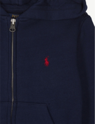 Shop Ralph Lauren Boys Cruise Navy Kids Logo-embroidered Zip-up Cotton-blend Hoody 6-14 Years