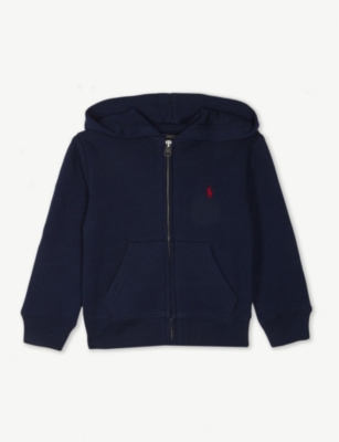 POLO RALPH LAUREN: Logo-embroidered zip-up cotton-blend hoody 6-14 years