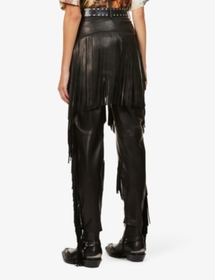 high rise leather trousers