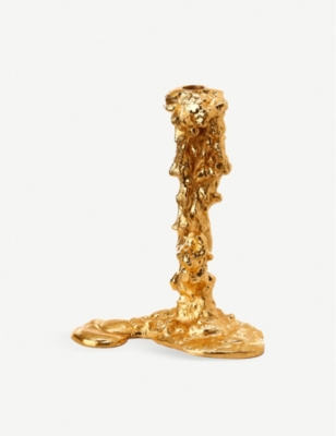 POLS POTTEN: Pascal Smelik Drip gold-toned large metal candle holder 25cm