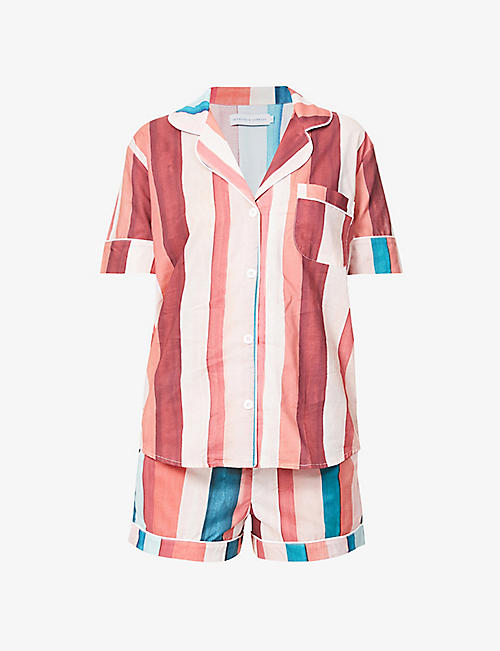 DESMOND AND DEMPSEY: Medina striped organic cotton pyjama set