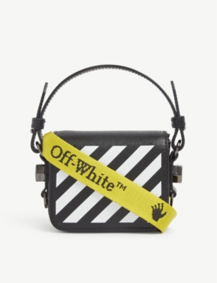 NEW Off-White Virgil Abloh White Diagonal Stripes Binder Leather