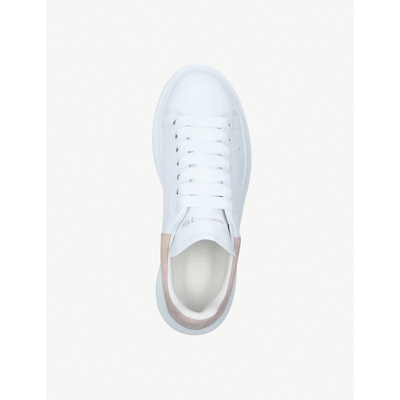 Shop Alexander Mcqueen Womens White Women's Runway Leather And Suede Platform Trainers