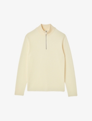 Sandro Half-zip Wool Jumper In Naturels