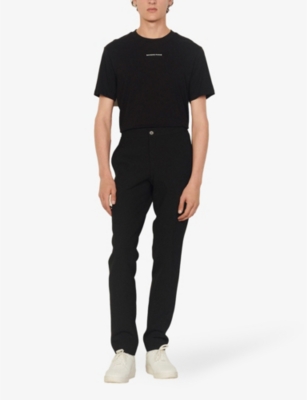 Sandro Mens Black High-rise Stretch-jersey Trousers Xl In Black
