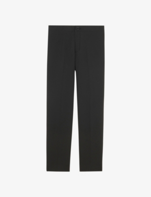 Sandro High-rise Stretch-jersey Trousers In Black