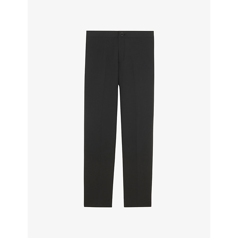 Sandro High-rise Stretch-jersey Trousers In Black