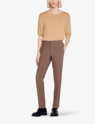 SANDRO: High-rise stretch-jersey trousers