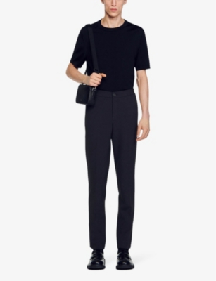 SANDRO: High-rise stretch-jersey trousers