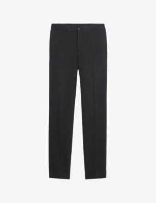 Sandro Mens Noir / Gris High-rise Stretch-jersey Trousers