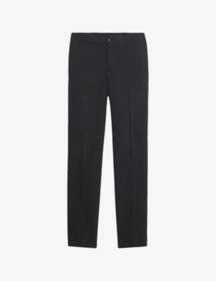 Sandro Mens  High-rise Stretch-jersey Trousers In Noir / Gris