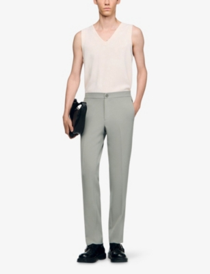 SANDRO: High-rise stretch-jersey trousers