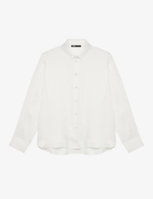 Shop Maje Womens White Cecily Silk Shirt