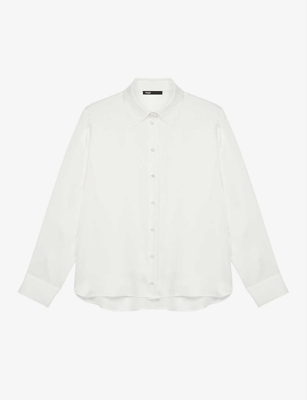 Shop Maje Womens White Cecily Silk Shirt