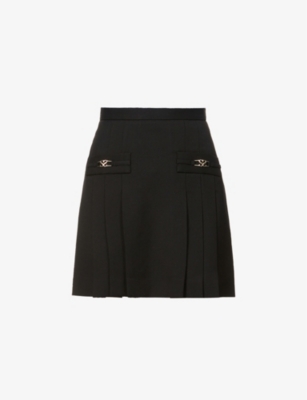 SANDRO: Rebeca embellished wool mini skirt