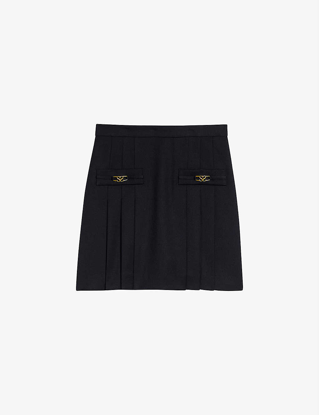 Shop Sandro Womens Black Rebeca Embellished Wool Mini Skirt