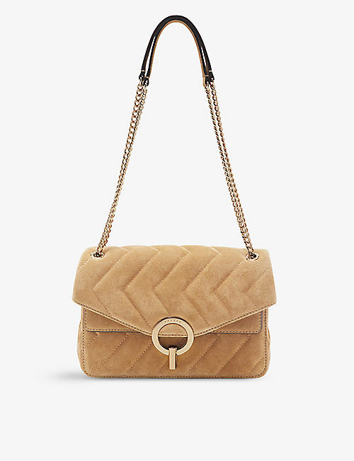 SANDRO: YZA quilted suede shoulder bag