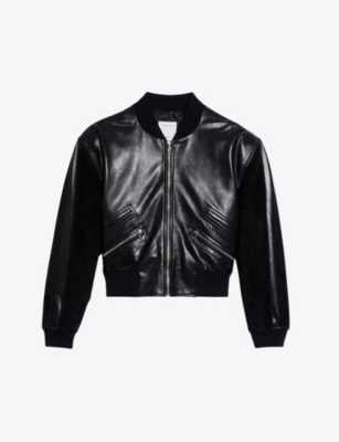 Sandro cropped hot sale leather jacket