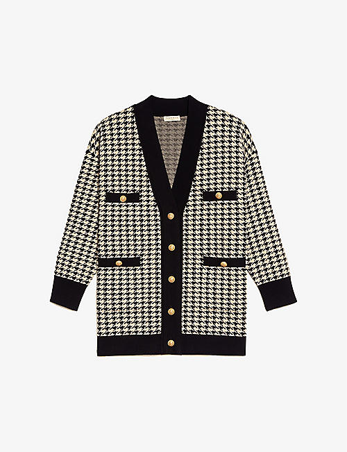 SANDRO: Dane houndstooth knitted cardigan