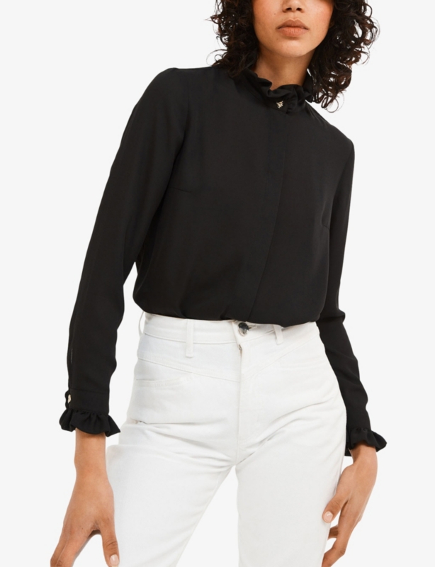 Colombine frilled-trim crepe shirt