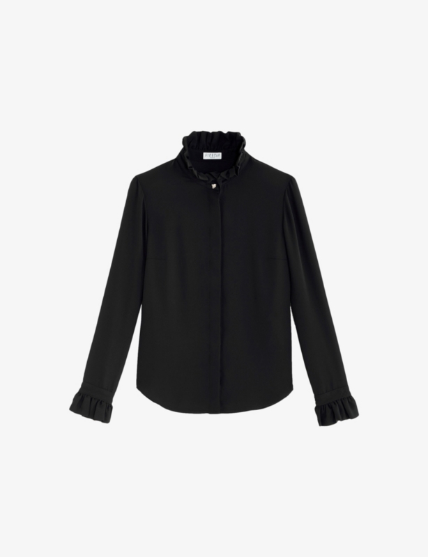 Colombine frilled-trim crepe shirt