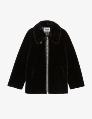 Claudie Pierlot Firot Shearling lined Leather Coat In Black ModeSens