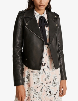 Claudie Pierlot Biker-collar Leather Jacket In Black