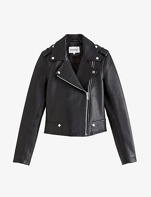 CLAUDIE PIERLOT: Biker-collar leather jacket