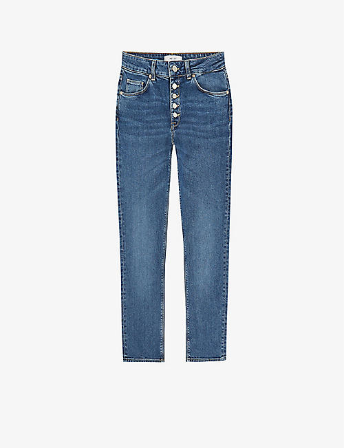 REISS: Bailey slim fit mid-rise cropped cut jeans