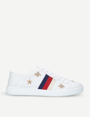 gucci new ace bee embroidered trainers