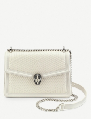 Bvlgari Serpenti Forever Quilted Leather Shoulder Bag In White