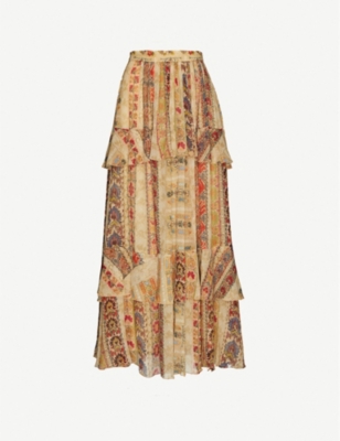 silk crepe maxi skirt