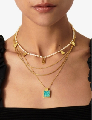 MISSOMA: Lena 18ct yellow gold-plated vermeil&nbsp;sterling-silver and amazonite charm necklace