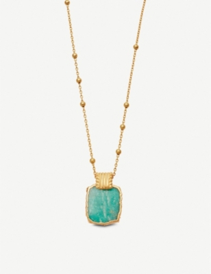 MISSOMA: Lena 18ct yellow gold-vermeil and amazonite charm necklace