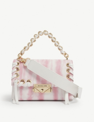 Shop Michael Michael Kors Cece Extra-small Tie-dye Leather Cross-body Bag  In Shell Pink