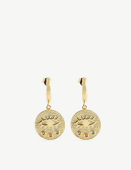 HERMINA ATHENS: Kressida yellow gold-plated sterling silver earrings
