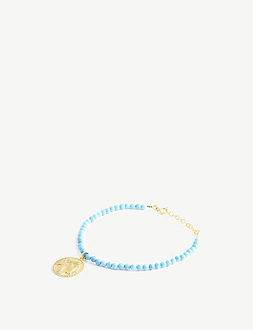 HERMINA ATHENS: Athena yellow gold-plated sterling silver and turquoise bracelet