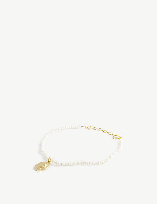 HERMINA ATHENS: Ygeia yellow gold-plated and pearl bracelet