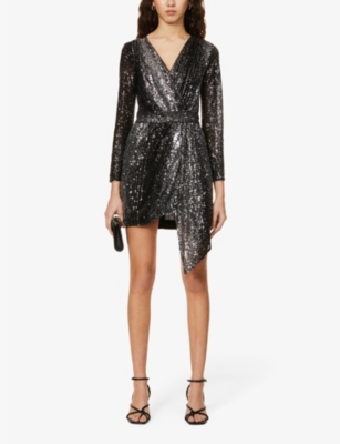 Maje Rileta Wrap Over Sequinned Mini Dress Selfridges Com 