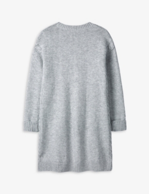 Shop The Little White Company Girls Grey Kids Cable Knitted Dress 1-6 Years