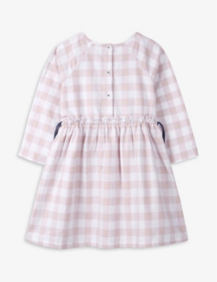 Shop The Little White Company Girls Pink Kids Checked Cotton Dress 1-6 Years