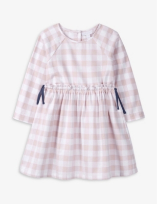 Shop The Little White Company Girls Pink Kids Checked Cotton Dress 1-6 Years