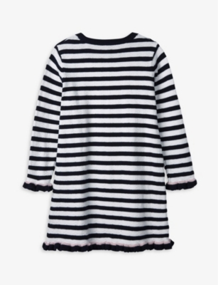 Shop The Little White Company Girls Stripe Kids Heart-embroidered Striped Knitted Dress 1-6 Years