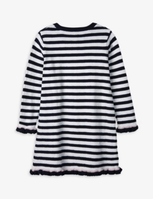 THE LITTLE WHITE COMPANY: Heart-embroidered striped knitted dress 1-6 years