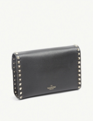 VALENTINO GARAVANI WOMENS BLACK ROCKSTUD LEATHER CROSSBODY SATCHEL