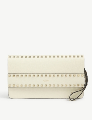 valentino rockstud leather clutch